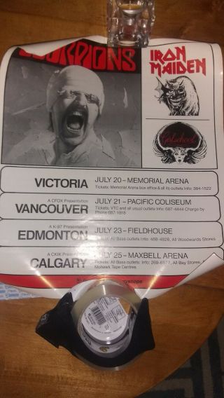 Rare Vtg 80s Scorpions Iron Maiden Girlschool Concert Poster Canada
