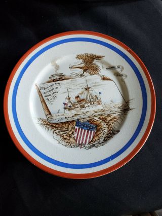 Antique Us Battleship Maine 1898 Spanish American War Historic Plate
