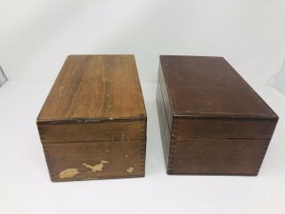 2x Vintage Wood File/recipe Index Card File Dovetail Box Merchants Box 1958 1970