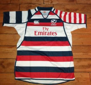 Canterbury Of Zealand Mens White Usa Rugby Jersey Fly Emirates Size Xl Rare
