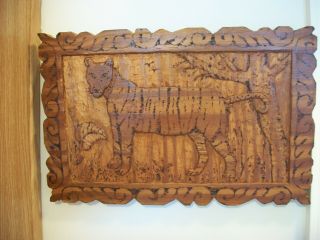 Vintage Signed Dated 1985 Relief Wood Wooden Carving Wall Art Picture Plaque