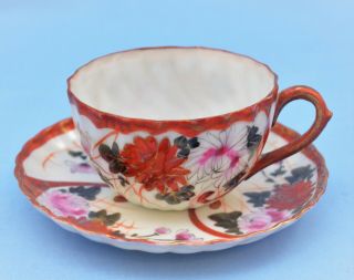 ANTIQUE HAND PAINTED NIPPON JAPAN CUP AND SAUCER SET 2