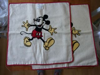 Rare Early Mickey Mouse Novelty Embroidered Linen Pillow Covers 1930 Nos