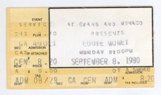 Rare Eddie Money 9/8/80 Denver Co Rainbow Music Hall Ticket Stub