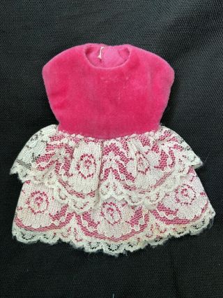Vintage Barbie Skipper Clone Clothes Outfit Pink Velvet And Cream Lace Dress