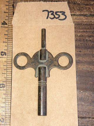 Brass Old Victorian Double End Clock Winding Mantle Key Antique 3/16” 1/16” - 7353