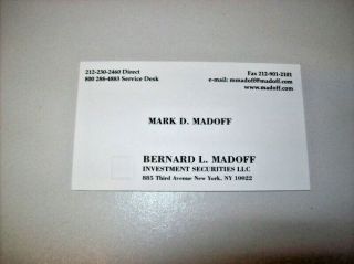 Mark Madoff Business Card Rip 12/11/2010 Bernie Son Authentic Rare