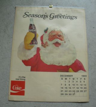 Rare Vintage 1970 Coca Cola Coke Wall Calendar 16x12 