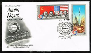 Russia Us Space Apollo Soyuz 1975 Stamps On Cover Fdc Rare Postmark