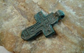 Rare Antique C.  15 - 17th Century Orthodox Small Sword - Shaped Cross Pendant