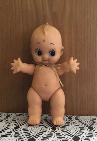 Vintage Kewpie Doll 9 " Vinyl/rubber Nude Jointed Baby Doll With Big Blue Eyes