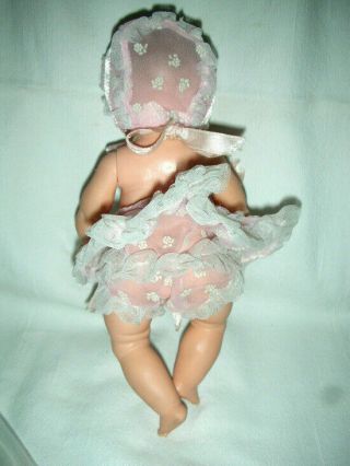 Vintage Vogue Ginny or Ginnette Doll Pink and White Romper and Matching Hat 2