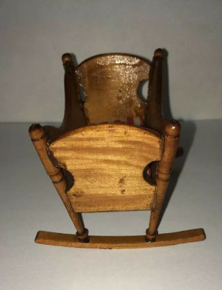 .  Miniature Dollhouse Furniture - WOOD - Antique style.  ROCKING BABY CRADLE 2