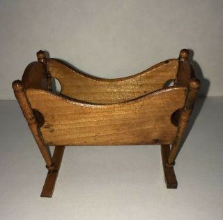 .  Miniature Dollhouse Furniture - WOOD - Antique style.  ROCKING BABY CRADLE 3