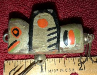 Vtg Folk Art Fishing Lure Homemade Carved & Painted Looks Unique Style