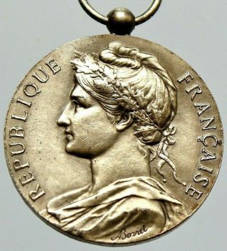 Antique Sterling Silver Art Medal The Symbolic French Marianne By A.  Borell