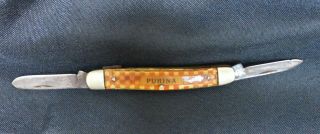 Antique Advertising Purina Checkerboard Pattern 2 Blade Pocket Knife 3