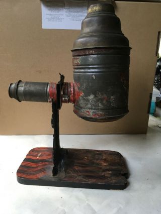 Antique Toy Kerosene Magic Lantern Slide Projector On Stand Parts Only