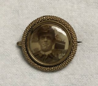 Antique Civil War? Military Man Picture Mourning Brooch
