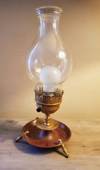 Vintage Mid Century Art Deco Electric Oil Lantern Table Desk Light Lamp