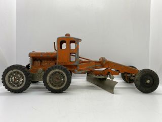 Antique Toy Collectible Vintage 1950’s Hubley Toys Orange Road Grader Tractor