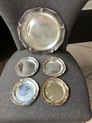 Wm Rogers Silver Set Of Five Plates,  Shaped Like Flowers