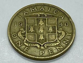 Jamaica Jamaican Coin RARE 1940 One Penny George VI King and Emperor of India 2