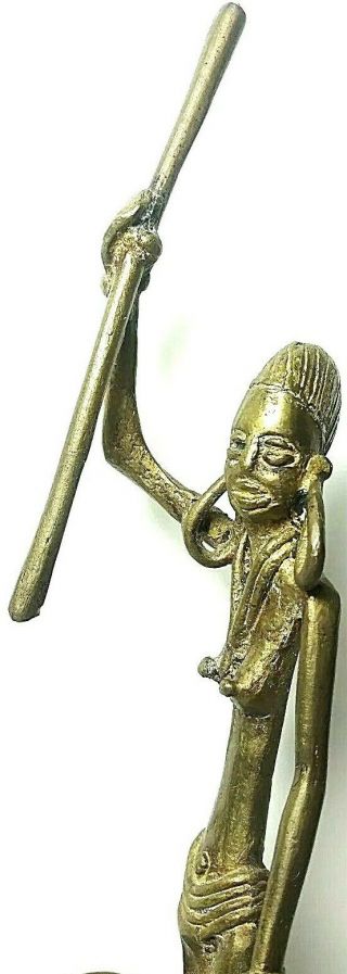 African Antique Cast Bronze Rare Akan Ashanti Gold Weight Lady Nude Farmer