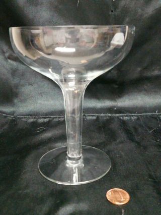 Vintage Art Deco Crystal Hollow Stem Champagne Glass Coupe Wine Large