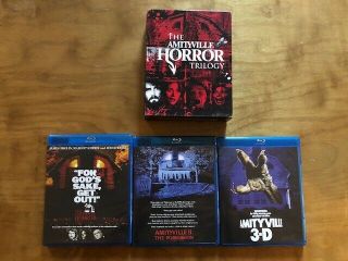 The Amityville Horror Trilogy Blu - Ray Scream Factory Boxset Oop Part 1 - 3 Rare