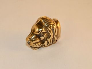 Antique Victorian Novelty Vesta Case - Brass - Lion 