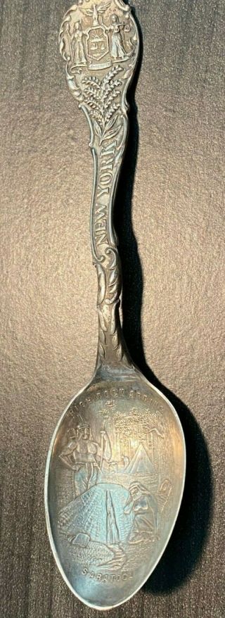 Vintage Sterling Silver York Saratoga High Rock Spring Spoon Ornate 4 "