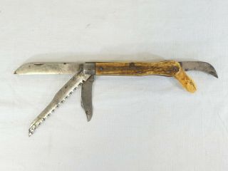 Rare Ancien Couteau Pliant De Poche Girard Multifonction 5 Lames