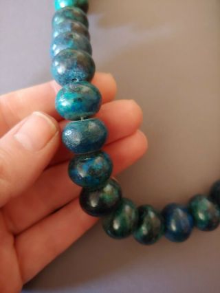 Vintage Old Stock Chinese Azurite Beads 16mm Rondelle Qty 34 Strand 16 "