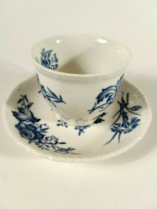 Caronia Woods Burslem England Tea Cup & Saucer Set Blue White Flowers VTG 3