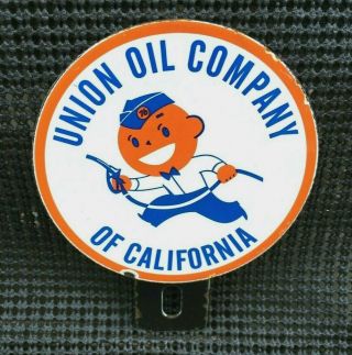 Union Oil Company Of California 2 Pc License Plate Topper Rare Old Advertising
