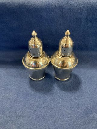 Vintage Sterling Silver Salt And Pepper Shakers With Glass Inserts