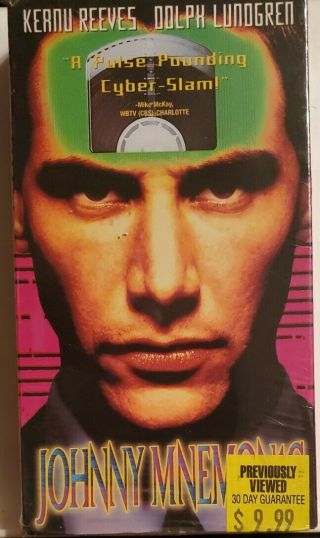 Johnny Mnemonic (vhs,  1995) Keanu Reeves Sci - Fi Rare Orange Tape Blockbuster