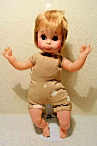 Vintage Eegee Goldberger Doll Co.  Pouty Sad Faced Baby Doll Wearing 16 " Tall