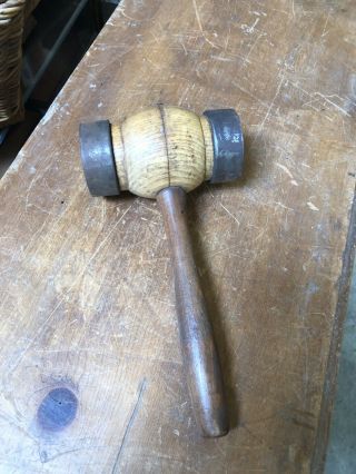 Antique Wooden Mallet Wood Hammer Primitive Rustic Carpenter Collectible Tool