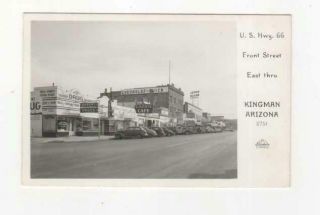 Route 66 Kingman Arizona,  Frasher Rppc,  Antique Cars Down Main St.  C1930 