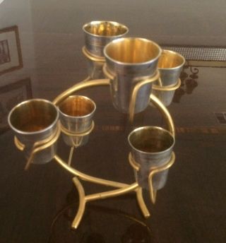 Antique Russian Silverplate Cup Set And Stand