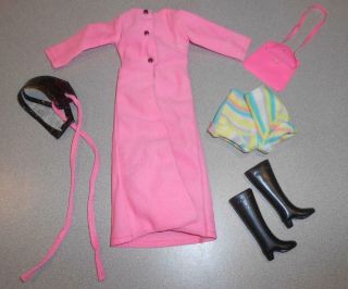 Vintage Barbie Clone Maddie Mod Shillman Long Pink Vest Coat W/ Shorts & Corset