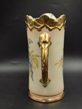 Antique Robert Hanke RH Ewer Pitcher Vase Hand Painted Floral Gold Austria 1900 3