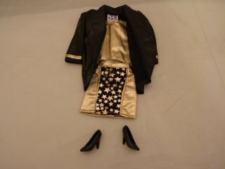 Rare Barbie Hollywood Hair Black & Gold Outfit