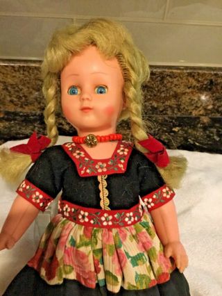 Vintage 1950s Unica Belgium Doll,  11in,  All,  Costume