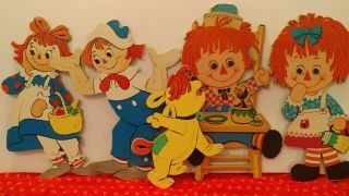 Vintage Bobbs Merrill Co.  1972 Raggedy Ann And Andy Cardboard Cutouts Adorable