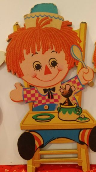 Vintage Bobbs Merrill Co.  1972 Raggedy Ann And Andy Cardboard Cutouts ADORABLE 2