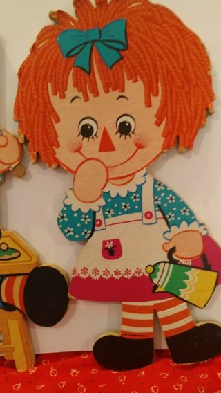 Vintage Bobbs Merrill Co.  1972 Raggedy Ann And Andy Cardboard Cutouts ADORABLE 3