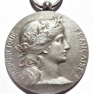 French Marianne Lady - 1921 Antique Silver Art Medal Signed Daniel Dupuis